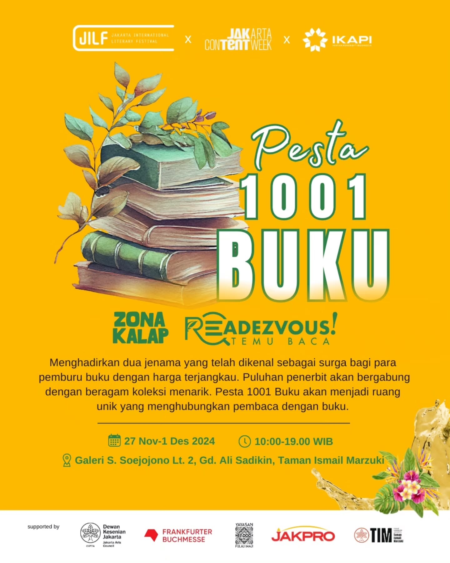 Pemburu Buku Murah Ayo Merapat! Pesta 1001 Buku Bakal Digelar di Gedung Ali Sadikin Taman Ismail Marzuki Akhir Pekan Ini