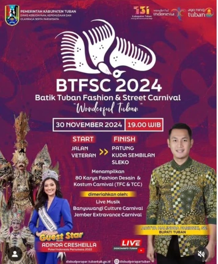 GRATIS! Batik Tuban Fashion & Street Carnival 2024 Digelar Sabtu Malam Minggu Besok, Dimeriahkan Live Music, Cek Lokasinya di Sini