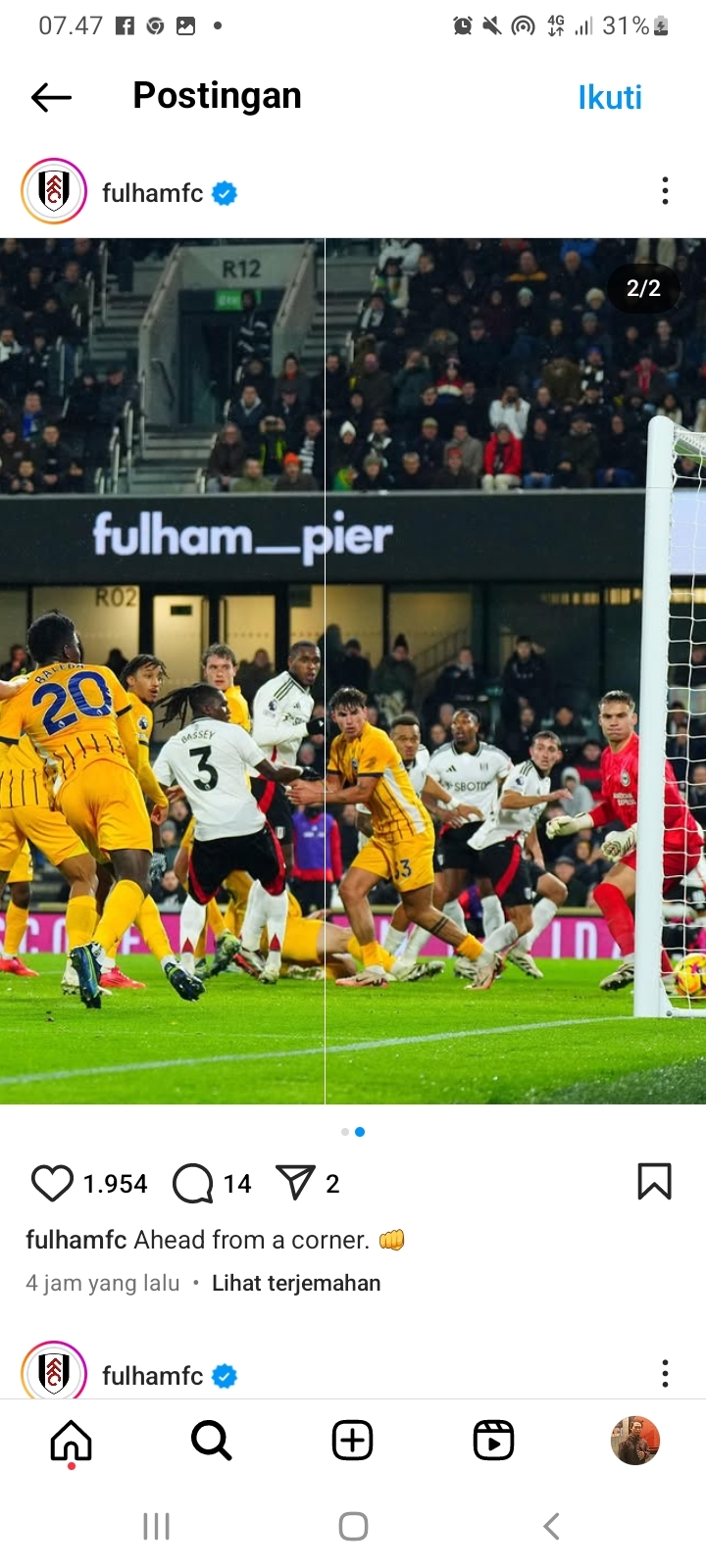 Momen Fulham Taklukkan Brighton 3-1 di Craven Cottage, Diwarnai Gol Bunuh Diri