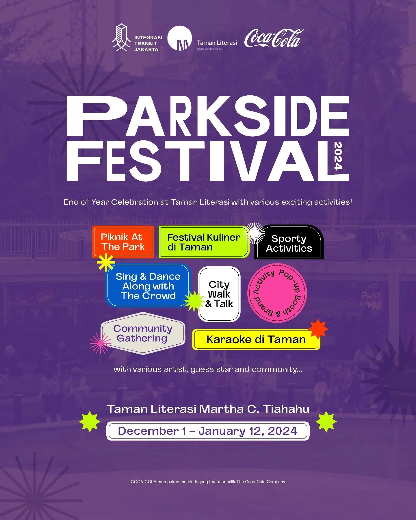 Parkside Festival 2024: Rangkaian Acara Seru di Taman Literasi Blok M, Berlangsung hingga 12 Januari 2025, Berikut 5 Sorotan Utamanya