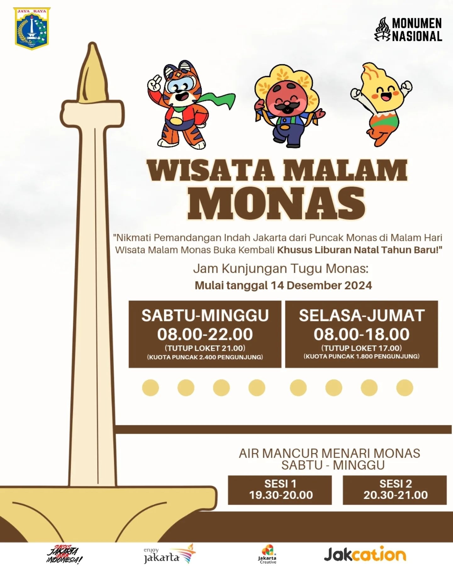 SERBU! Wisata Malam Monas Kembali Dibuka Mulai Akhir Pekan Ini, Pengunjung Bisa Lihat Panorama Jakarta dari Puncak Monas, Cek Jadwalnya di Sini