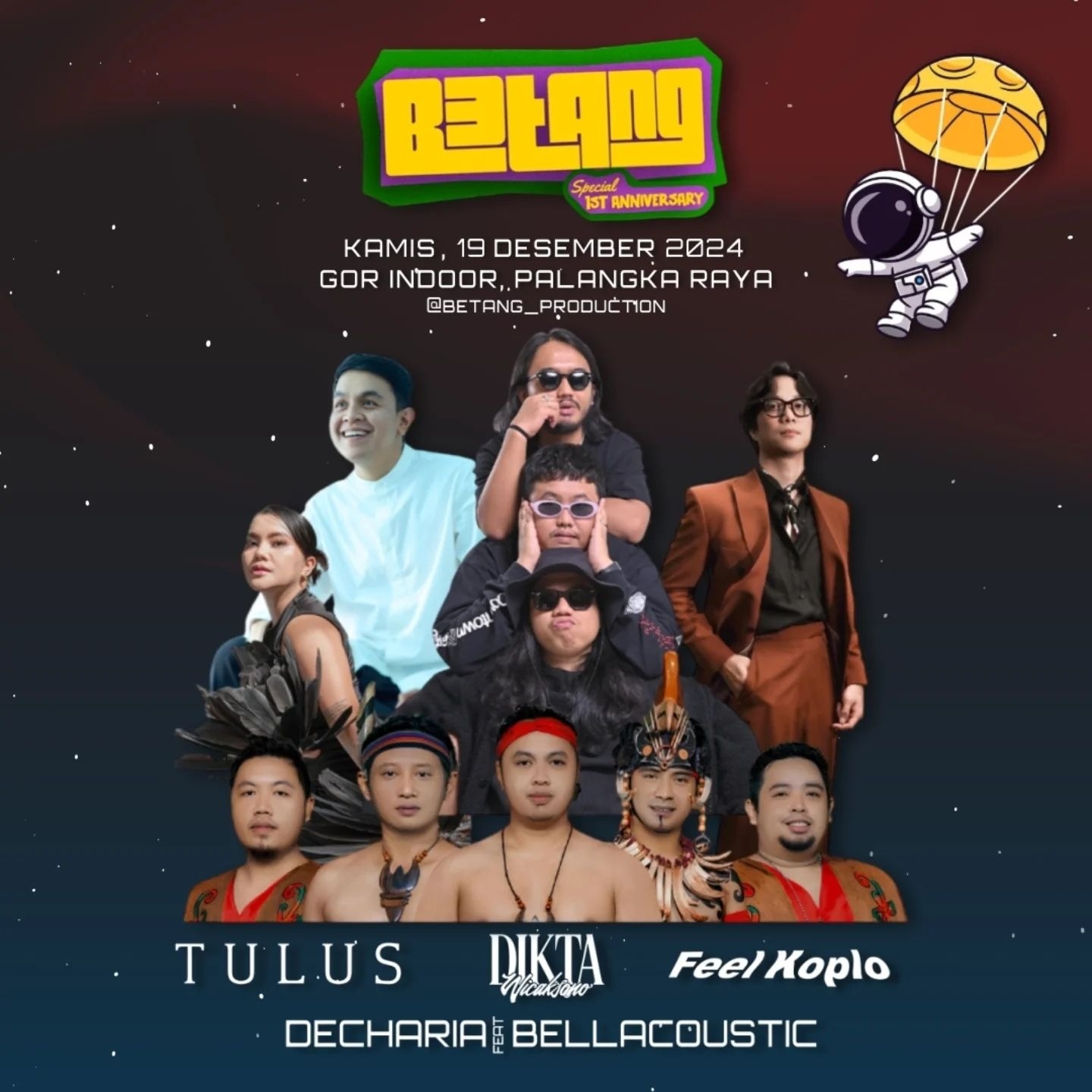Kalimantan Merapat! Tulus, Dikta Wicaksono dan Feel Koplo Bakal Meriahkan Betang Fest di GOR Indoor Palangka Raya, Cek Tanggal dan Harga Tiketnya