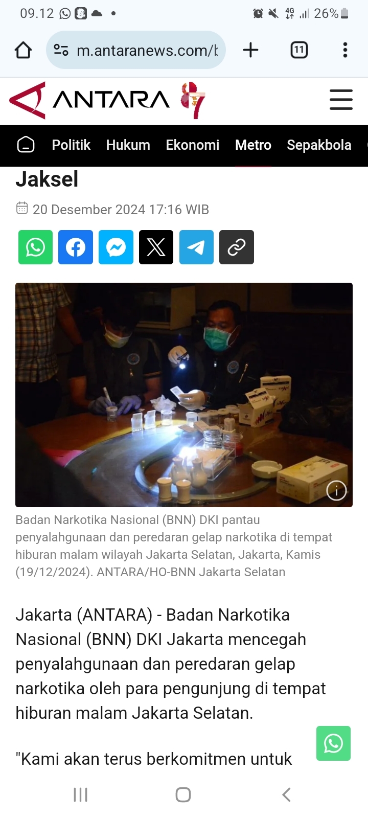 Tempat Hiburan Malam Rawan Peredaran Narkoba saat Malam Tahun Baru, BNN DKI Jakarta Lakukan Penggeledahan