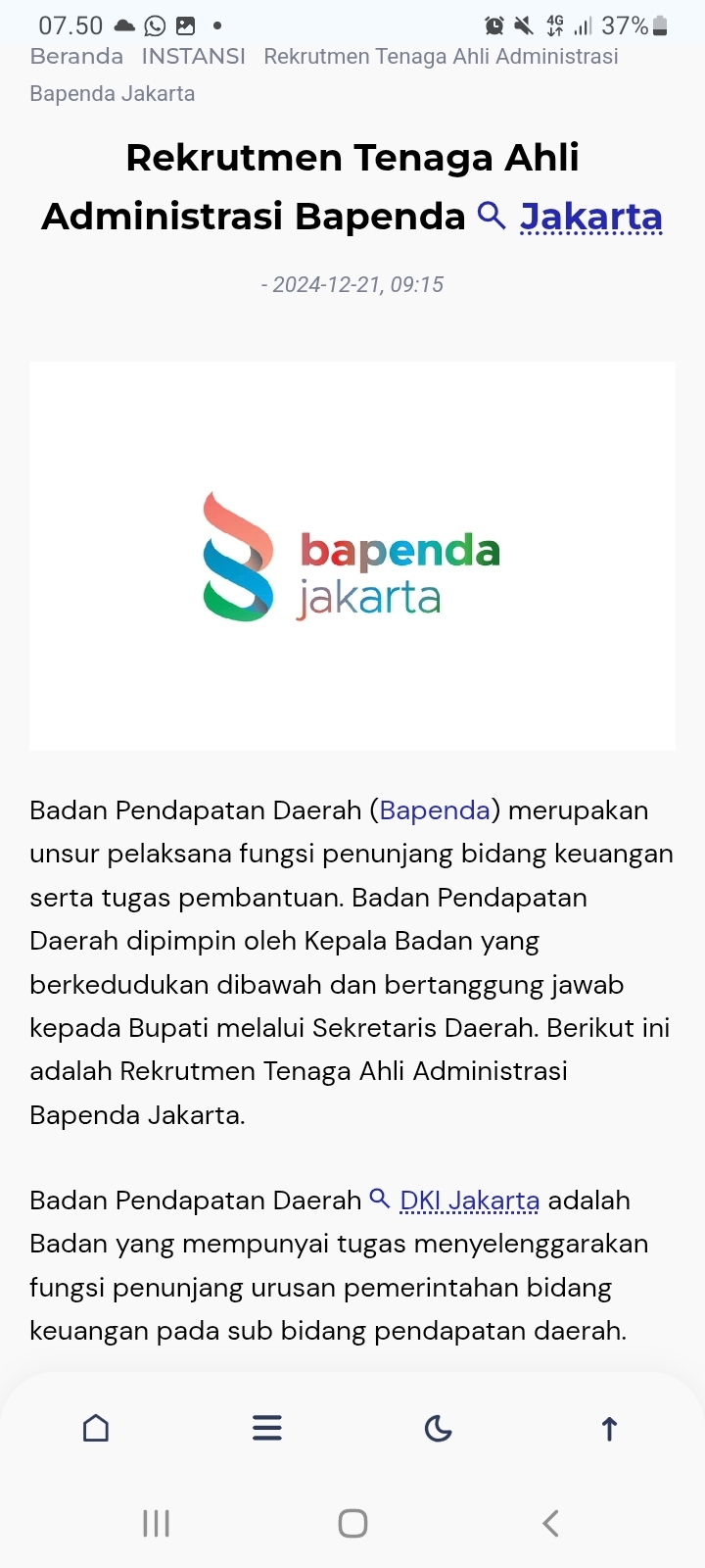 Rekrutmen Tenaga Ahli Administrasi Bapenda Jakarta, Gaji Rp 7,7 Juta, Cek Info Lengkap Lowongan Kerja