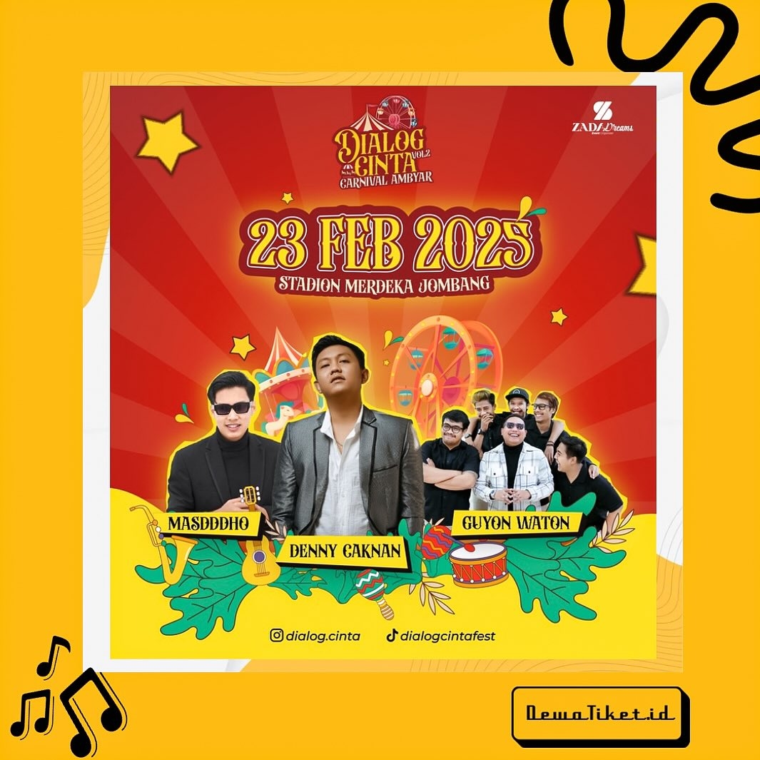 Berapa Harga Tiket Konser Denny Caknan, Masdddho dan Guyon Waton di Stadion Merdeka Jombang? Acara Dialog Cinta Vol.2 – Carnival Ambyar