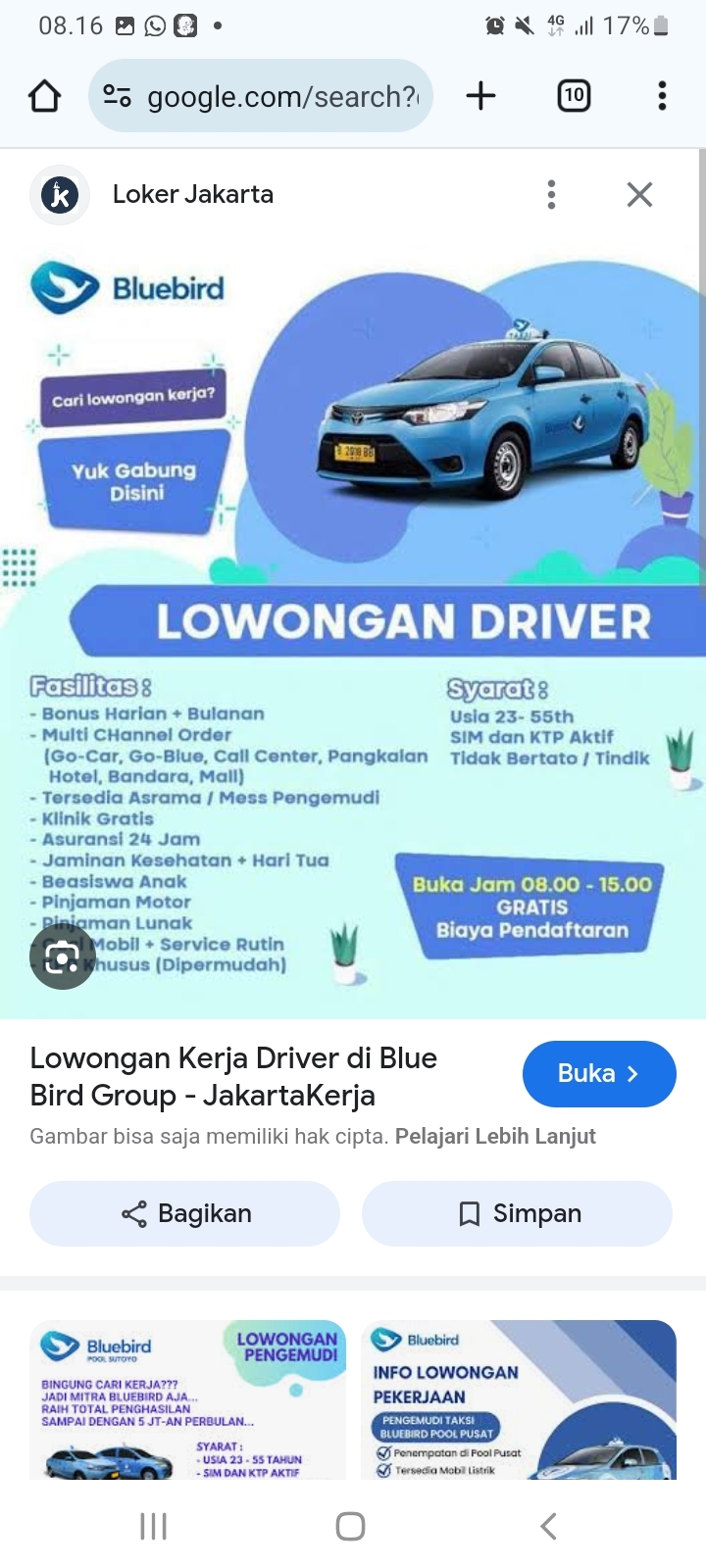 Lowongan Kerja Driver Taxi BlueBird Pool Ciputat 2, Gaji Segini Plus Komisi Harian dan Bonus