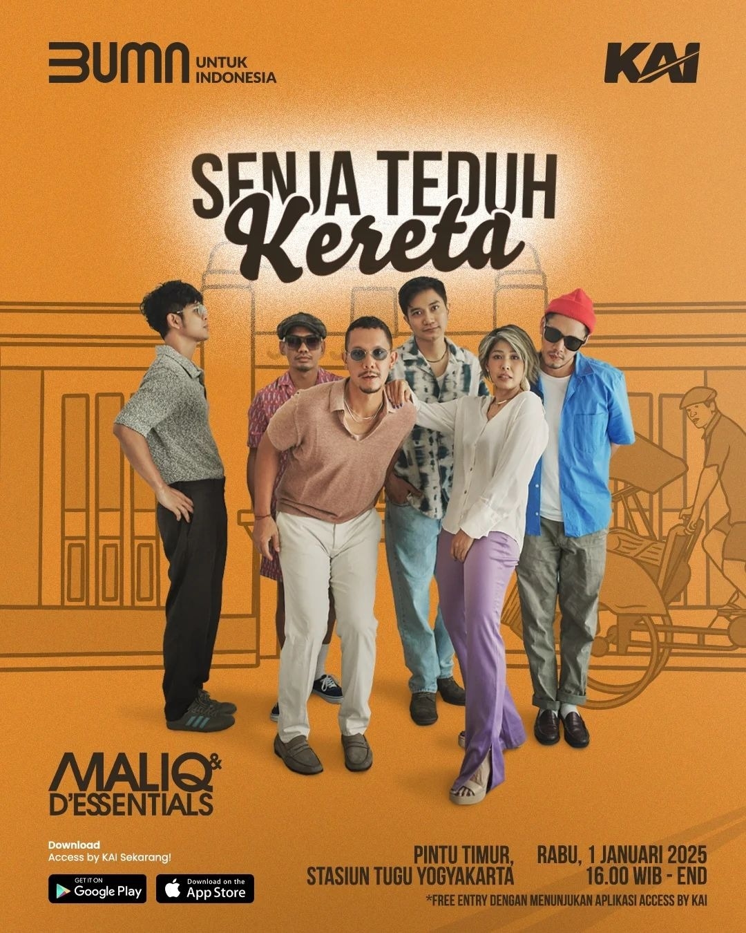 YUK! Rayakan Tahun Baru 2025 dengan Konser Gratis Bersama Maliq & D’Essentials di Halaman Stasiun Tugu Jogja, Syaratnya Gampang Banget