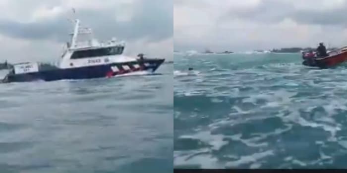 Detik-detik Nelayan Indonesia Nyaris Tewas Tenggelam Karena Manuver Kapal Polisi Singapura, Ketua Nelayan: Masih Mancing di Perairan Indonesia