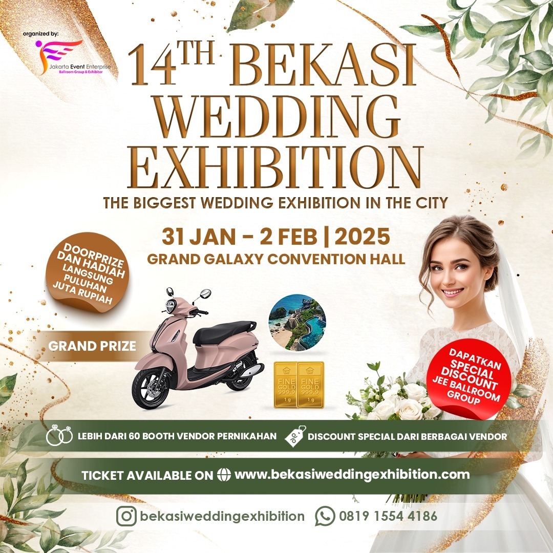 Calon Pengantin Merapat! Bekasi Wedding Exhibition Bakal Digelar Akhir Bulan Ini, Diikuti Lebih 60 Vendor Pernikahan, Simak Info Lengkapnya di Sini