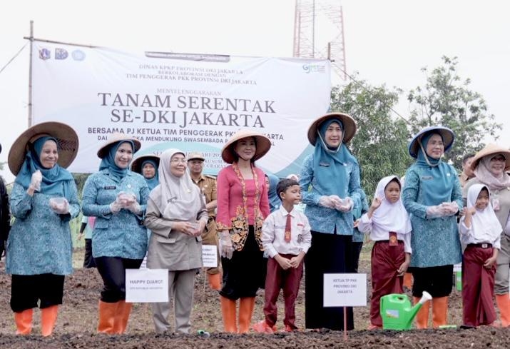 Anggota DPD RI Happy Djarot Ikuti Tanam Serentak se DKI Jakarta, Tanam Bibit Jagung dan Cabai