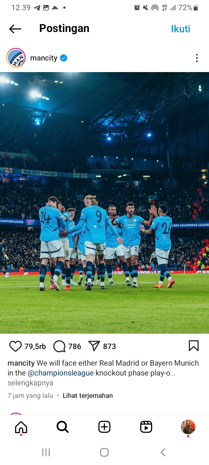 Skor Akhir Man City Vs Brugge Liga Champions, The Citizens Lolos Babak Play-off