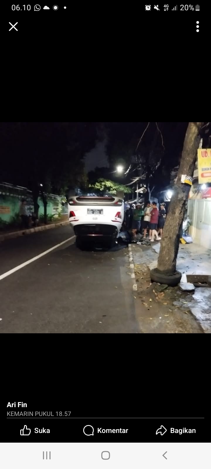 Mengantuk, Artis FTV Kecelakaan di Ulujami Jaksel, Mobil Terbalik Begini Kondisi Korban