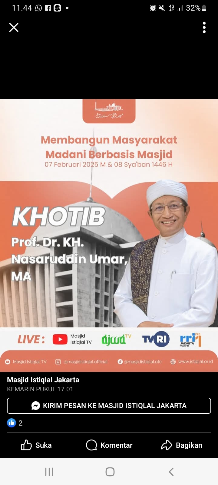 Jam Berapa Waktu Sholat Jumat? Ini Jadwal Masjid Istiqlal, Khotib Menteri Agama Prof Nasaruddin Umar