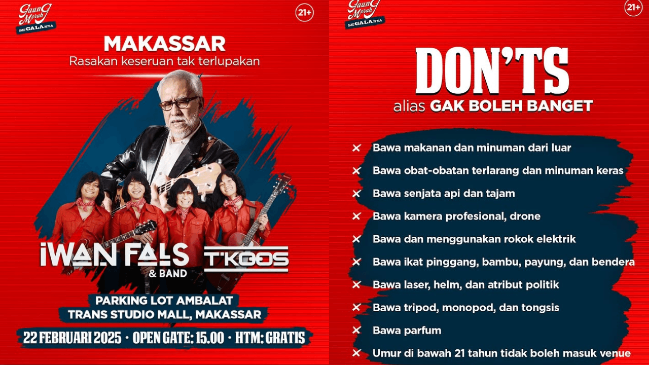 INGAT! Konser Gratis Iwan Fals di Parking Lot Ambalat Makassar pada Sabtu Besok, Oi Jangan Sampai Ketinggalan!