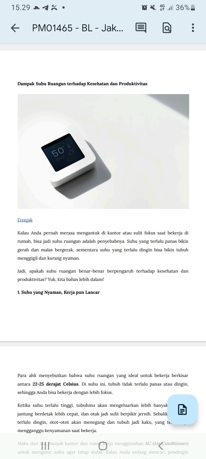 Berikut Ini Pengaruh Suhu Ruangan Terhadap Kesehatan dan Produktivitas Kerja