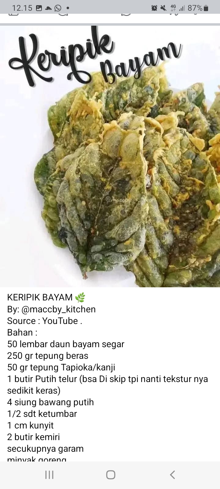 Resep Kripik Bayam Mudah Dibuat di Rumah, Bisa Jadi Ide Usaha