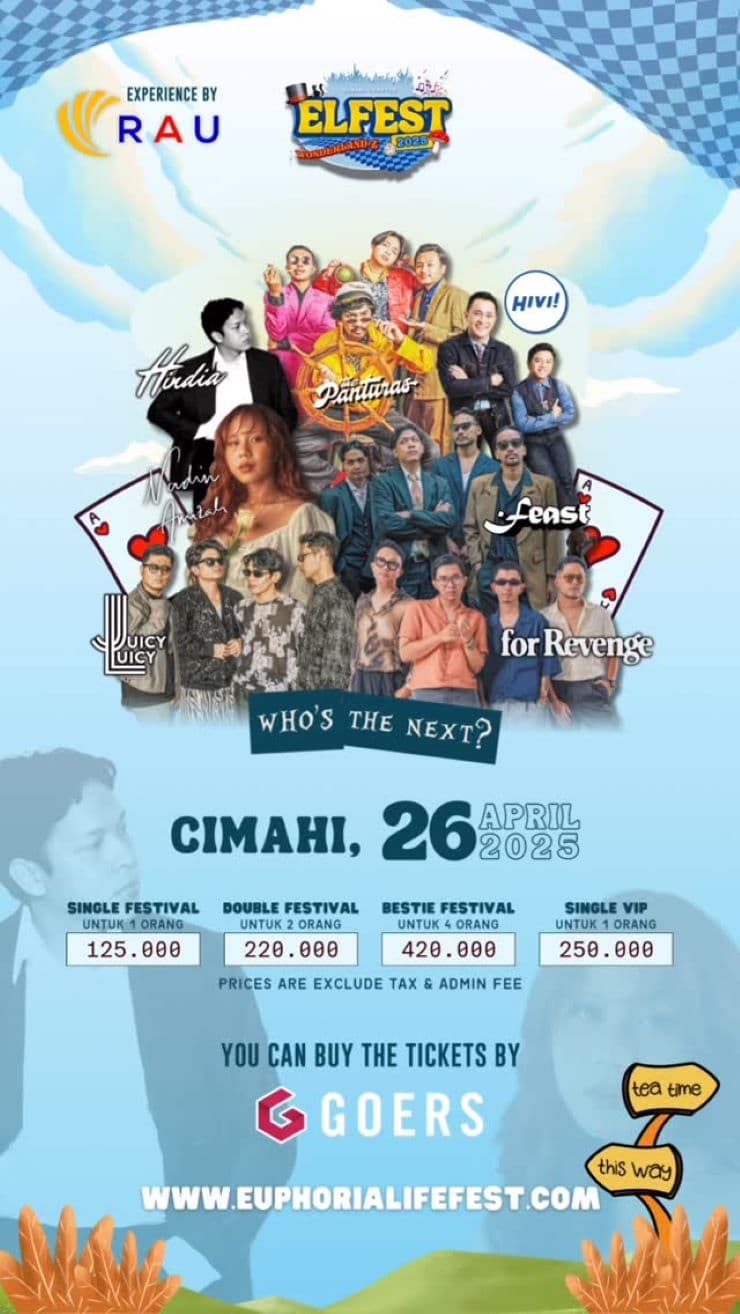 Cimahi Bersiaplah! ELFEST Vol.2 Siap Digelar April 2025, Menampilkan Juicy Luicy, Nadin Amizah, The Panturas, hingga For Revenge, Segini Harga Tiket