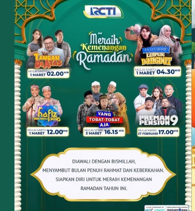 25 Program TV Spesial Sahur dan Berbuka Puasa Selama Ramadhan 2025, Kamu Tinggal Pilih Sesuai Selera!