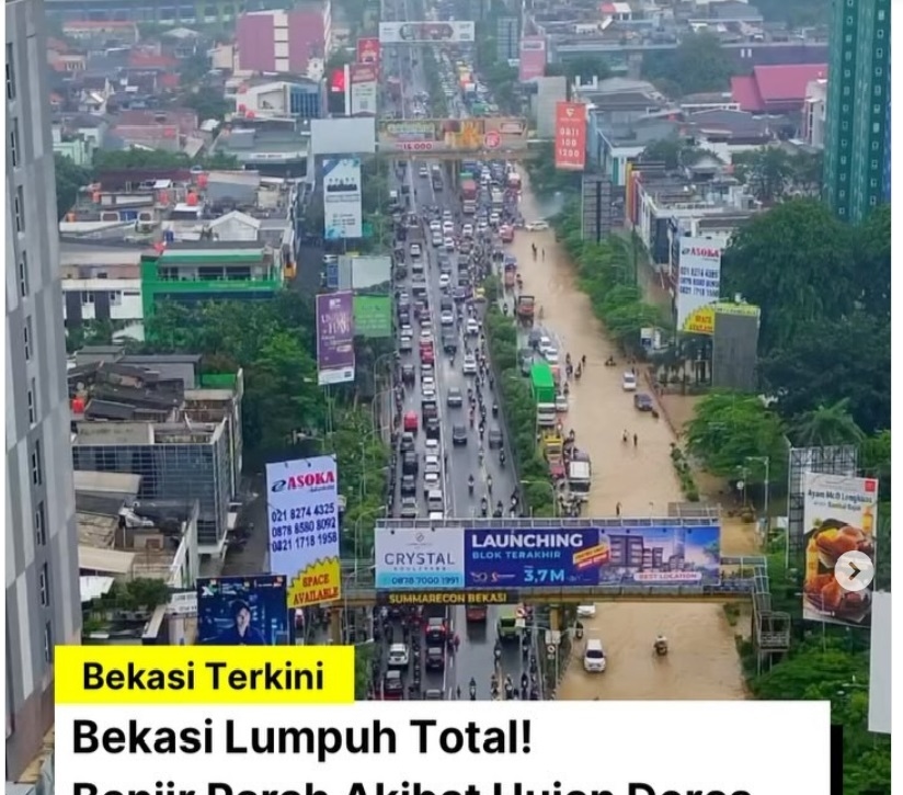 Bekasi Lumpuh Diterjang Banjir, Kendaraan Masih Belum Bisa Melintas, Ini Titik-titik Banjir
