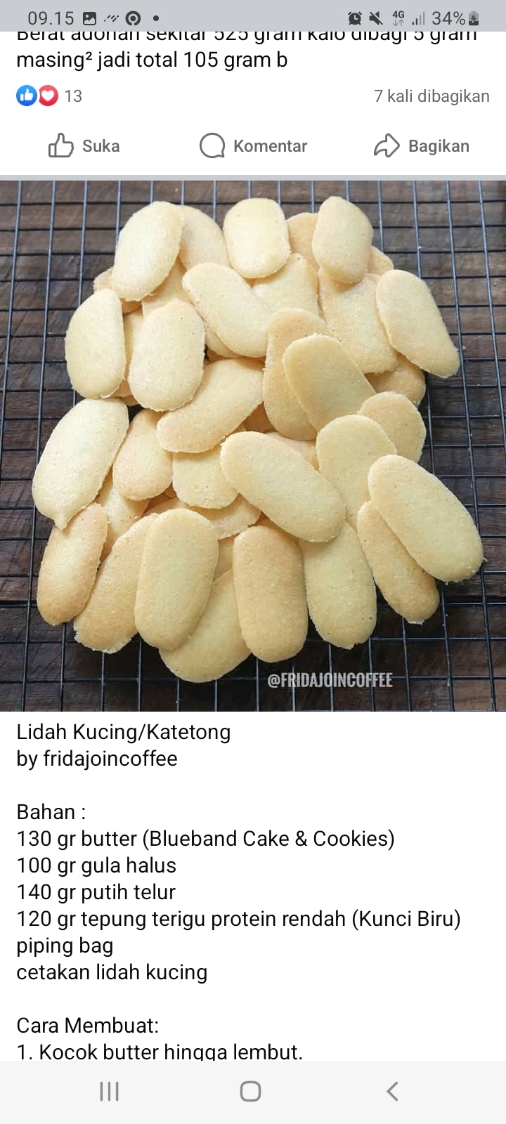 Resep Kue Lidah Kucing atau Katetong Bisa Jadi Pilihan Hidangan untuk Tamu