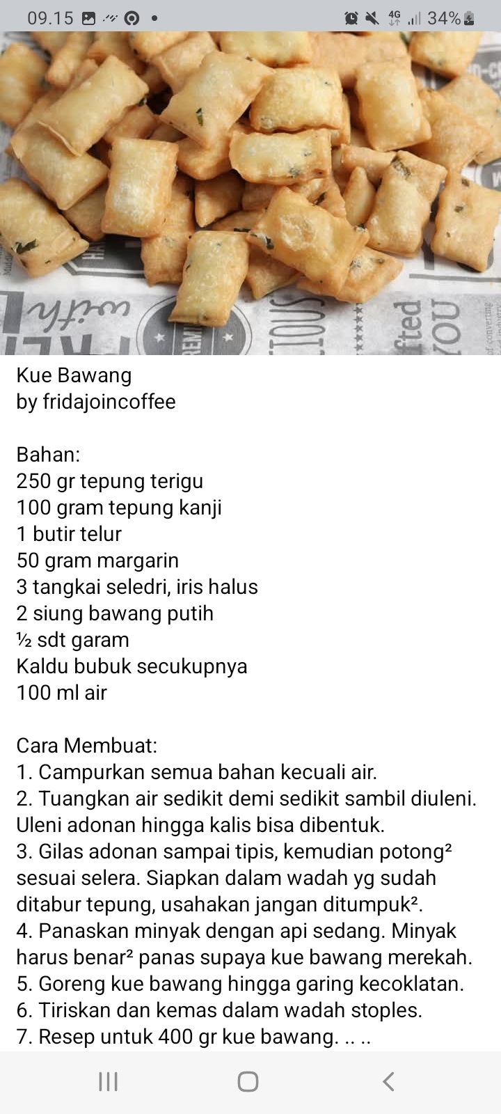 Resep Kue Bawang untuk Hidangan Lebaran, Bisa Bikin Sendiri di Rumah