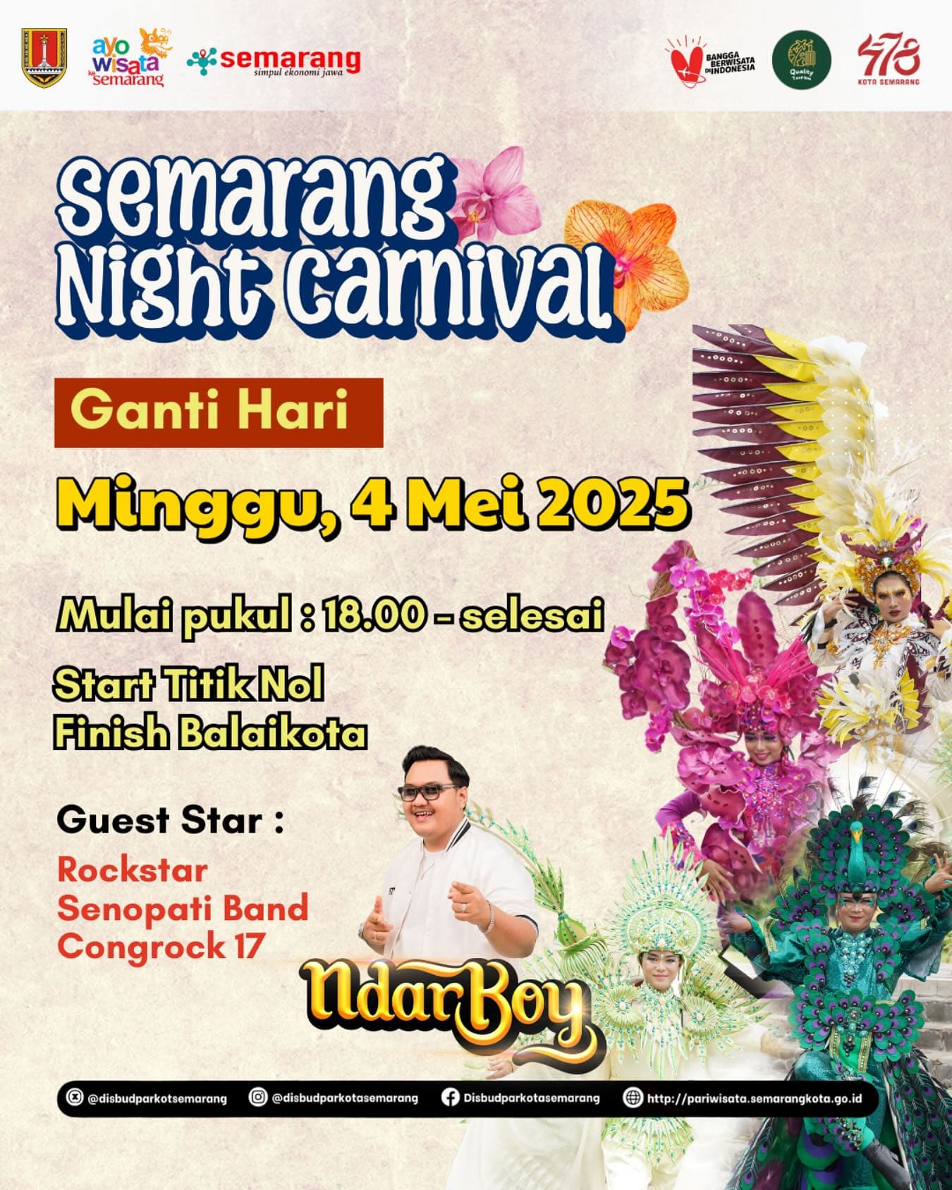 Info Penting! Semarang Night Carnival Diundur Jadi Minggu 4 Mei 2025, Dimeriahkan Ndarboy Genk, Rockstar hingga Senopati Band, Ada Makan Soto Gratis
