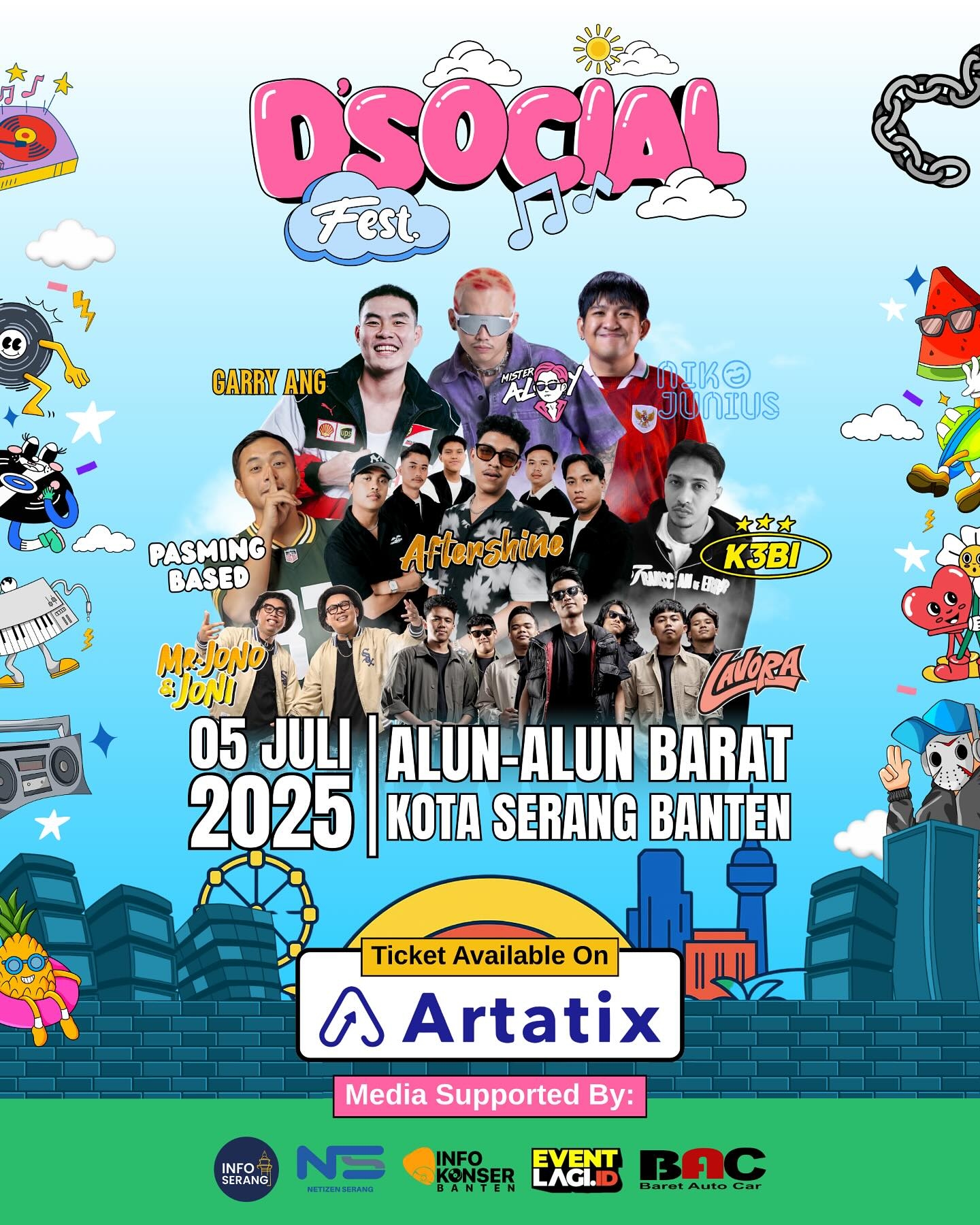 D’Social Fest 2025: Deretan Artis Ternama Bakal Goyang Alun-Alun Barat Kota Serang, Ada Mr. Jono & Joni hingga Aftershine, Cek Tanggal dan Harga Tiket