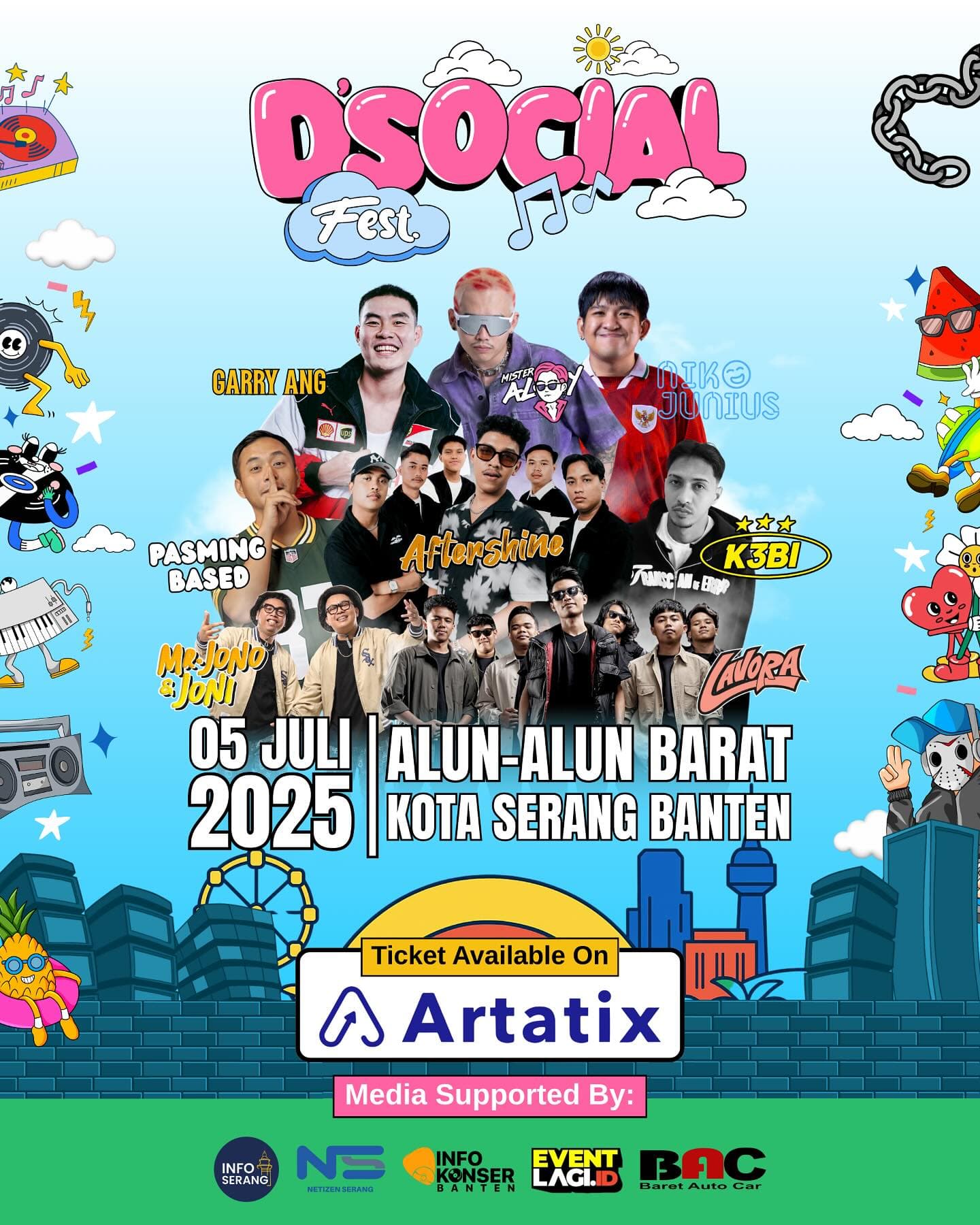 D’Social Fest 2025: Deretan Artis Ternama Bakal Goyang Alun-Alun Barat Kota Serang, Ada Mr. Jono & Joni hingga Aftershine, Cek Tanggal dan Harga Tiket