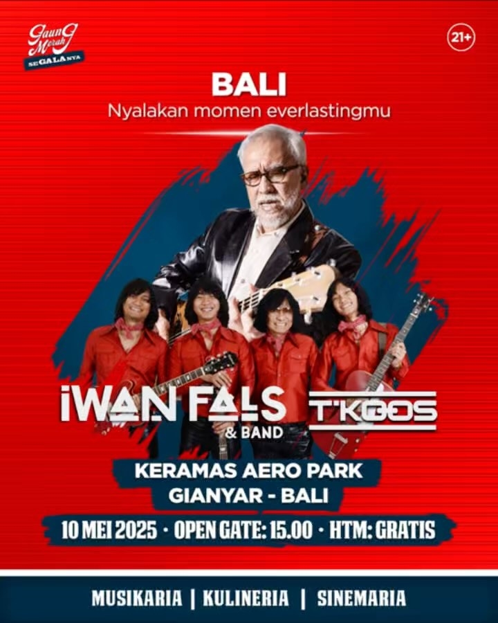 INGAT! Iwan Fals dan T'Koos Band Konser Gratis di Gianyar Bali Sabtu Akhir Pekan Ini, Bagian dari Tour Gaung Merah SeGALAnya di 25 Kota