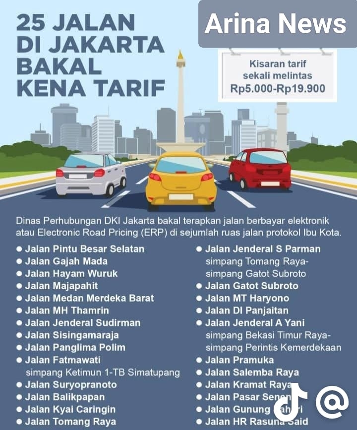 Viral! 25 Ruas Jalan di Jakarta Bakal Terapkan ERP, Begini Penjelasan Dishub DKI
