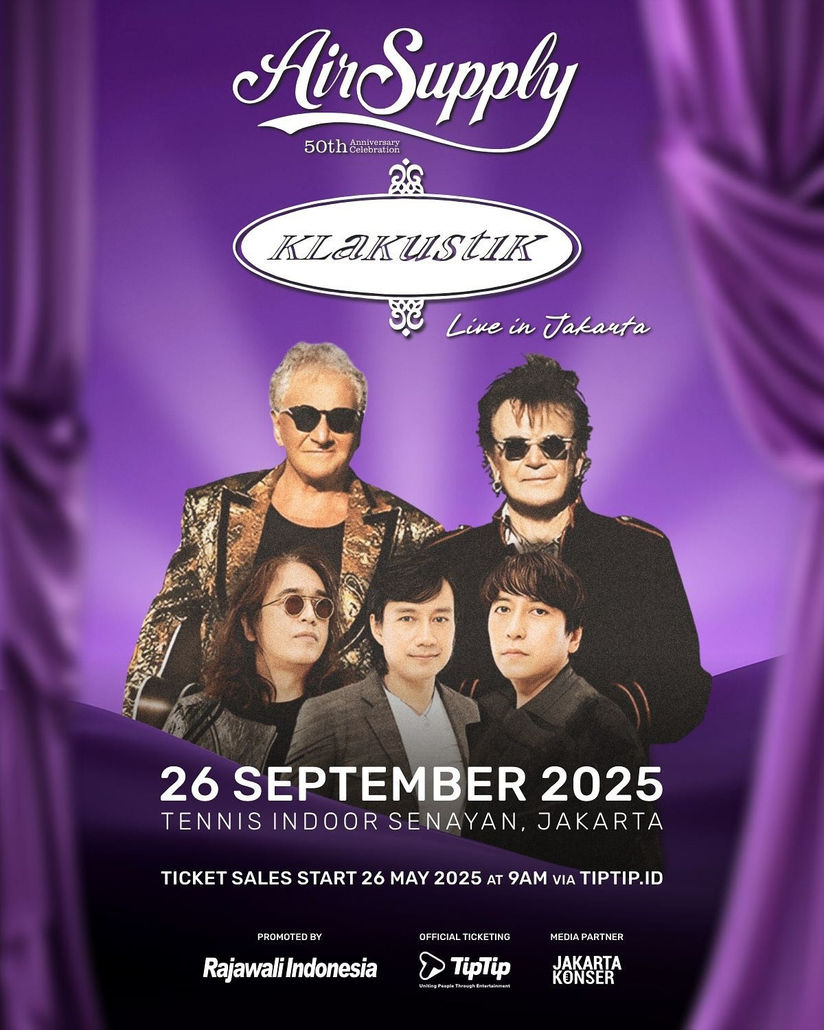 Kolaborasi Dua Legendaris: Air Supply dan Klakustik Bakal Konser Bersama di Jakarta pada September 2025, Segini Harga Tiketnya!