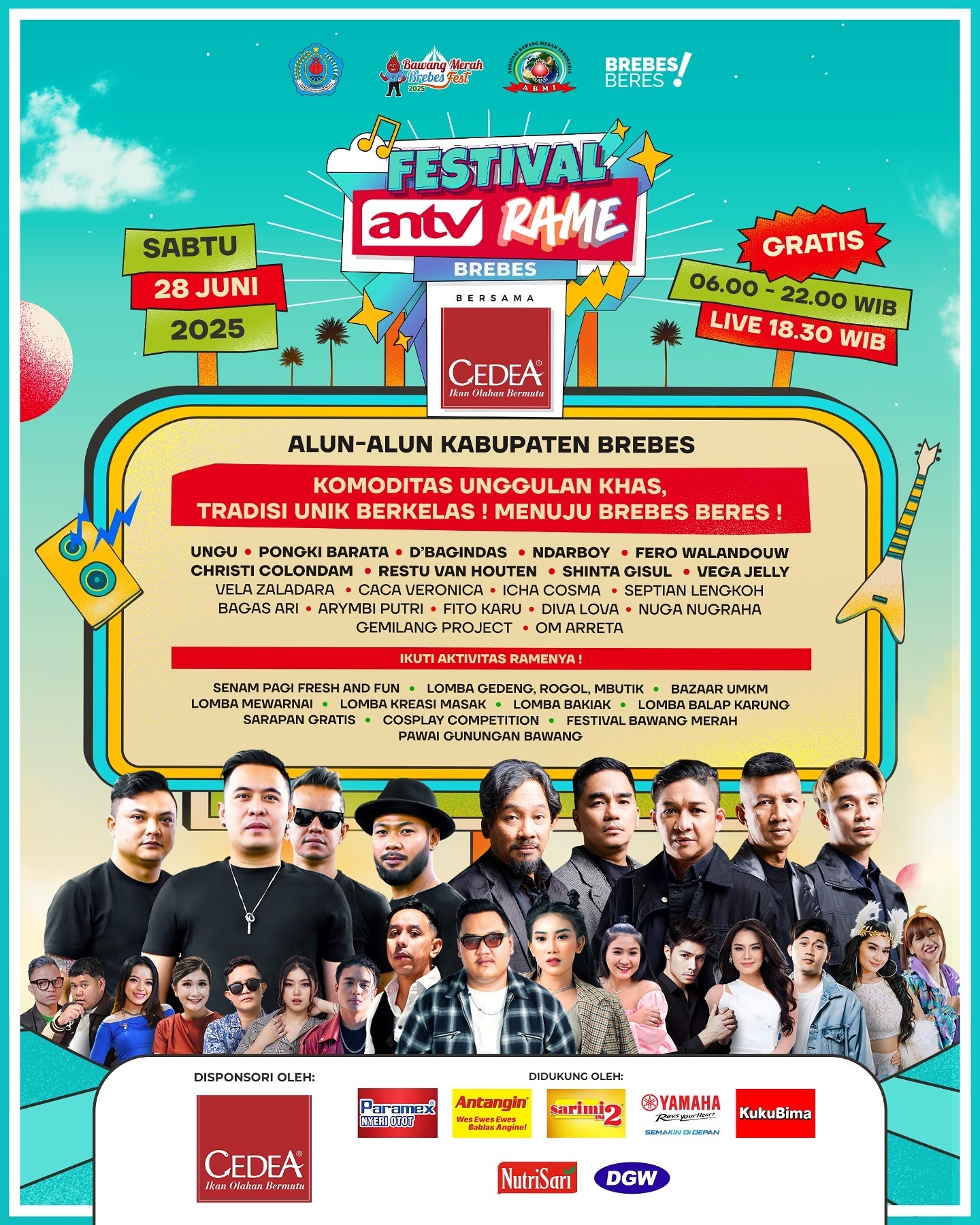 Warga Brebes Merapat! 20 Artis dan Musisi Nasional Bakal Goyang Alun-alun pada Sabtu 28 Juni 2025 Akhir Pekan Ini, Gratis!