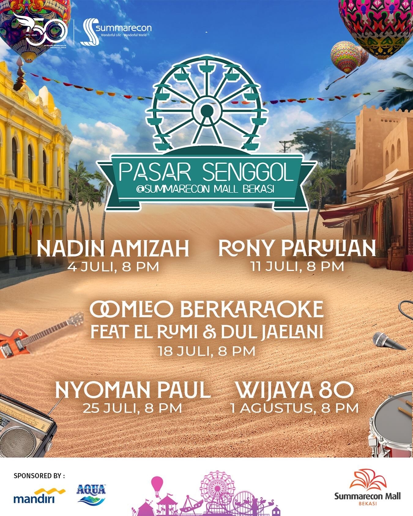 Pasar Senggol 2025 di SMB Bekasi Dimulai 26 Juni Besok, Simak Jadwal Penampilan Nadin Amizah, Om Leo Berkaraoke hingga Wijaya 80, Gratis!