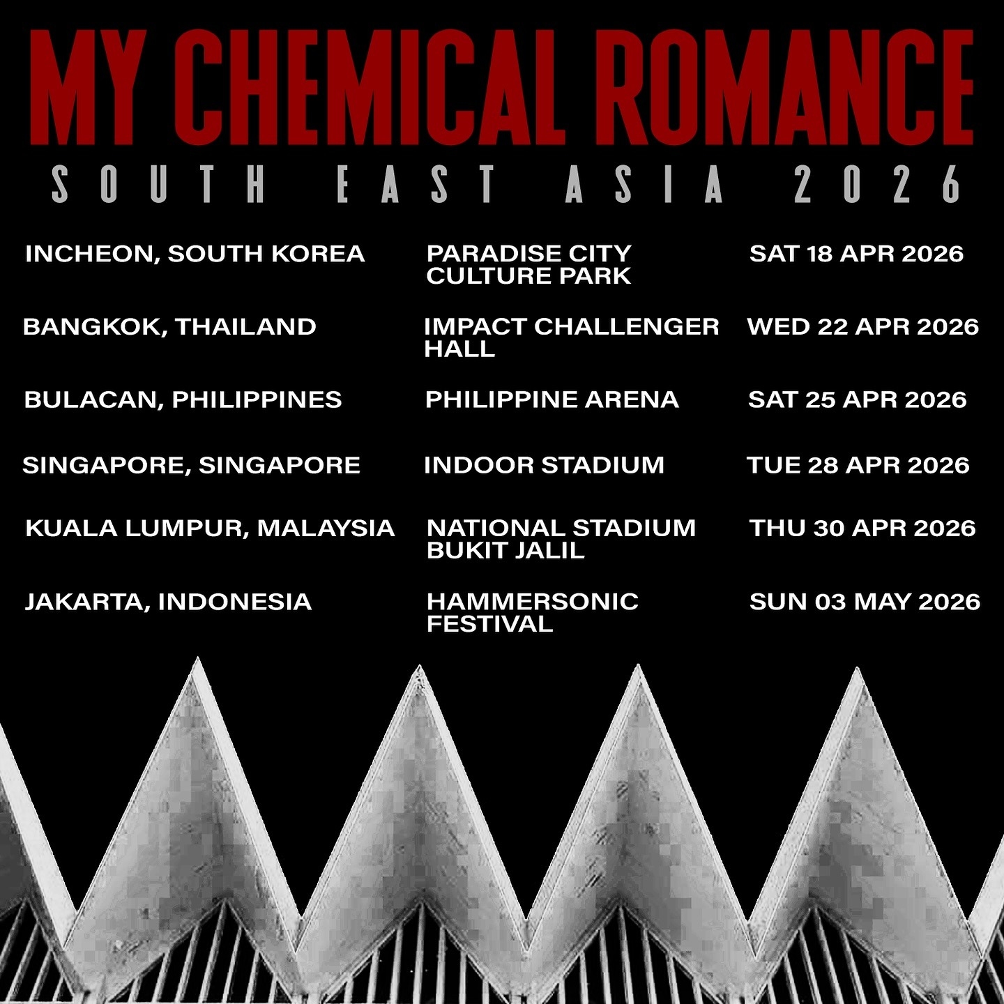 CATAT! My Chemical Romance atau MCR Bakal Konser di Jakarta pada Hammersonic Festival 2026, Penjualan Tiketnya Dimulai Rabu Lusa