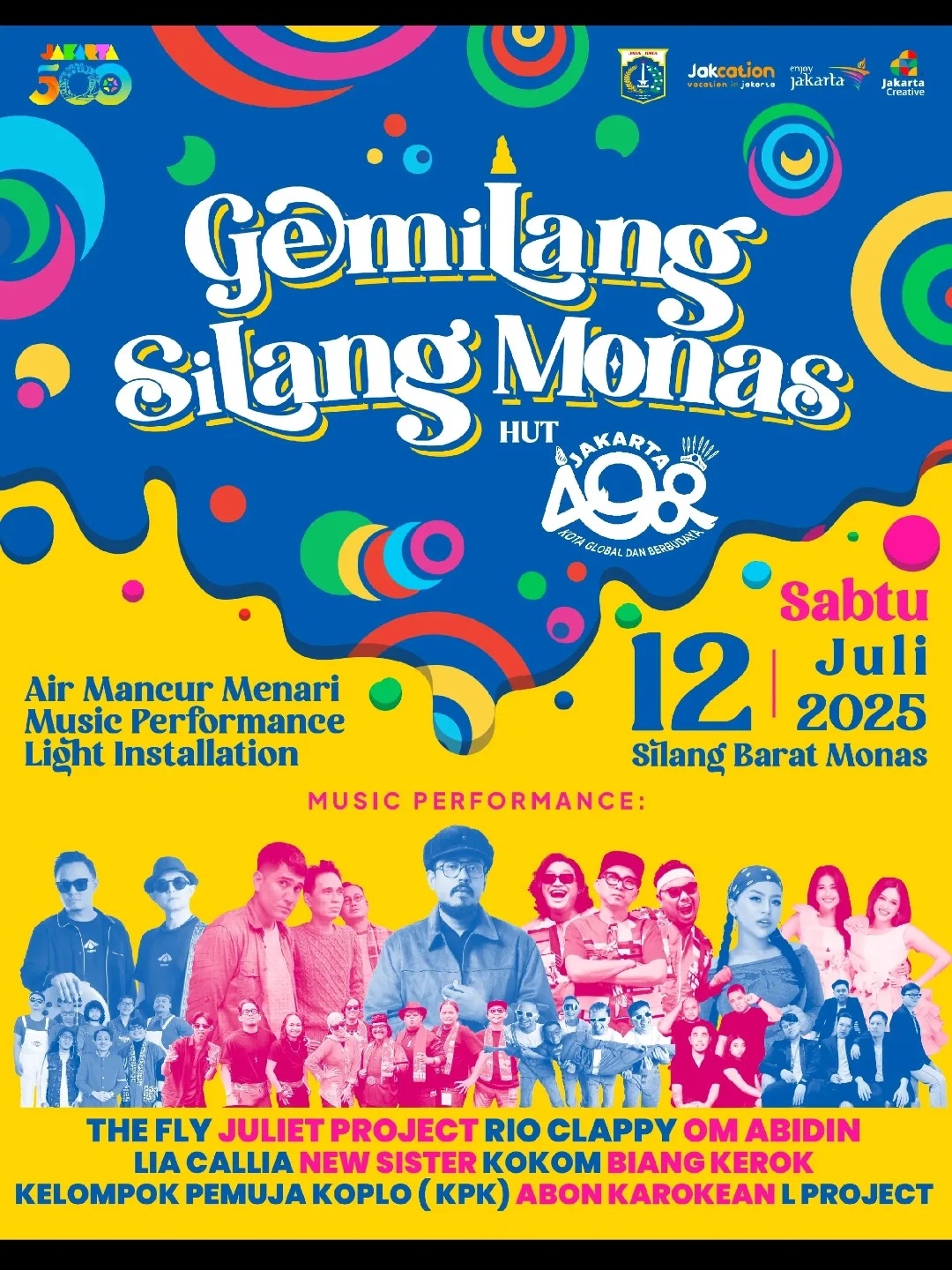 Gemilang Silang Monas Digelar 12 Juli 2025: Ada Pertunjukan Instalasi Cahaya, Air Mancur Menari, hingga Konser Musik, Berikut Daftar Artisnya!