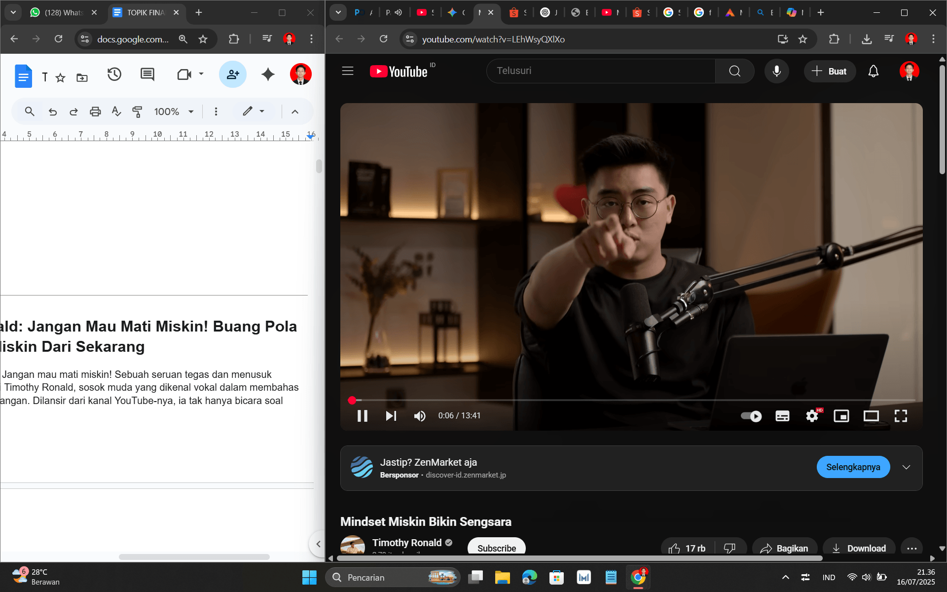 Timothy Ronald: Jangan Mau Mati Miskin! Buang Pola Pikir Orang Miskin Dari Sekarang