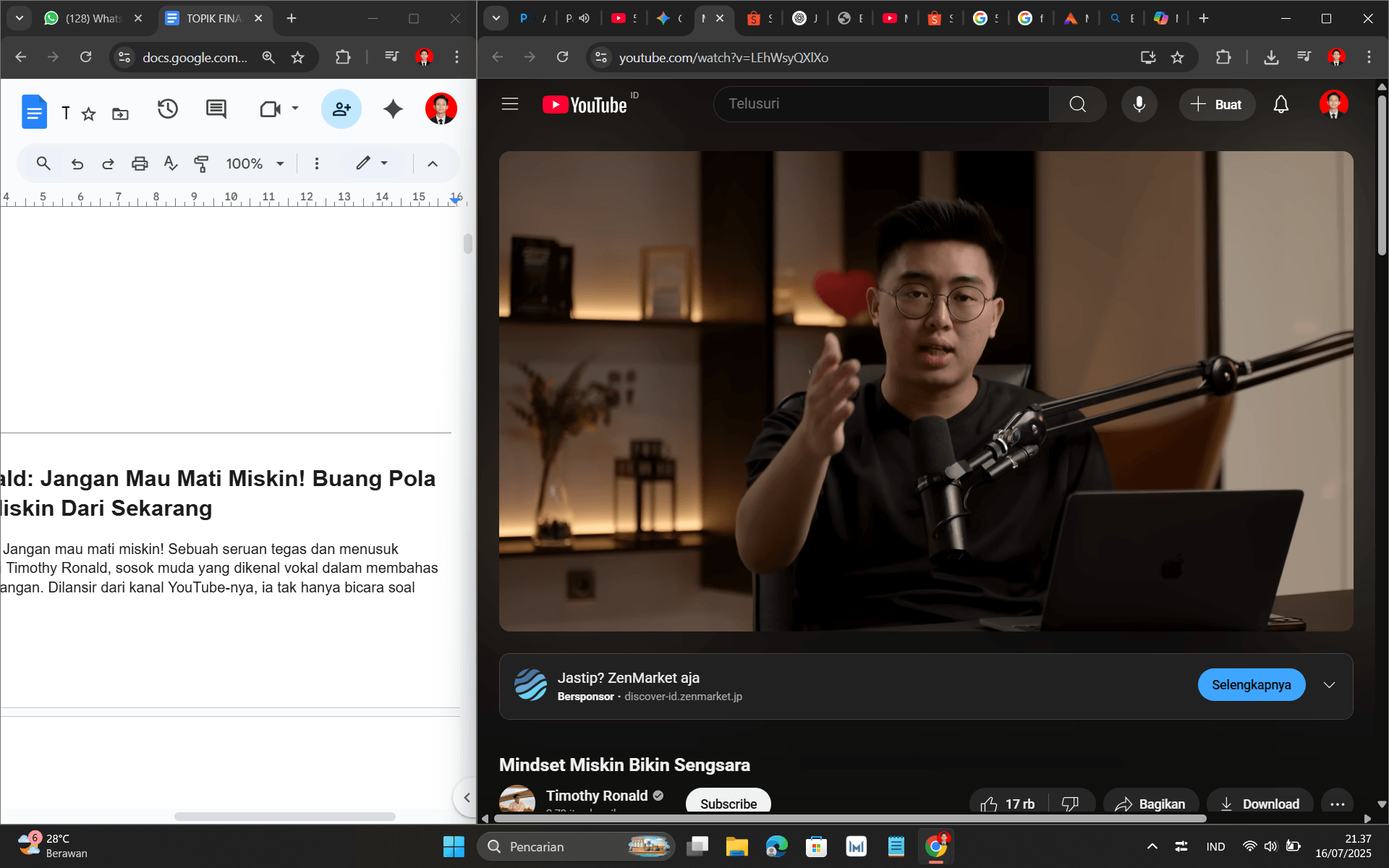 Hidup Miskin Bikin Sengsara, Timothy Ronald Ajak Kamu Ubah Mindset dan Jangan Sampai Mati Dalam Keadaan Miskin