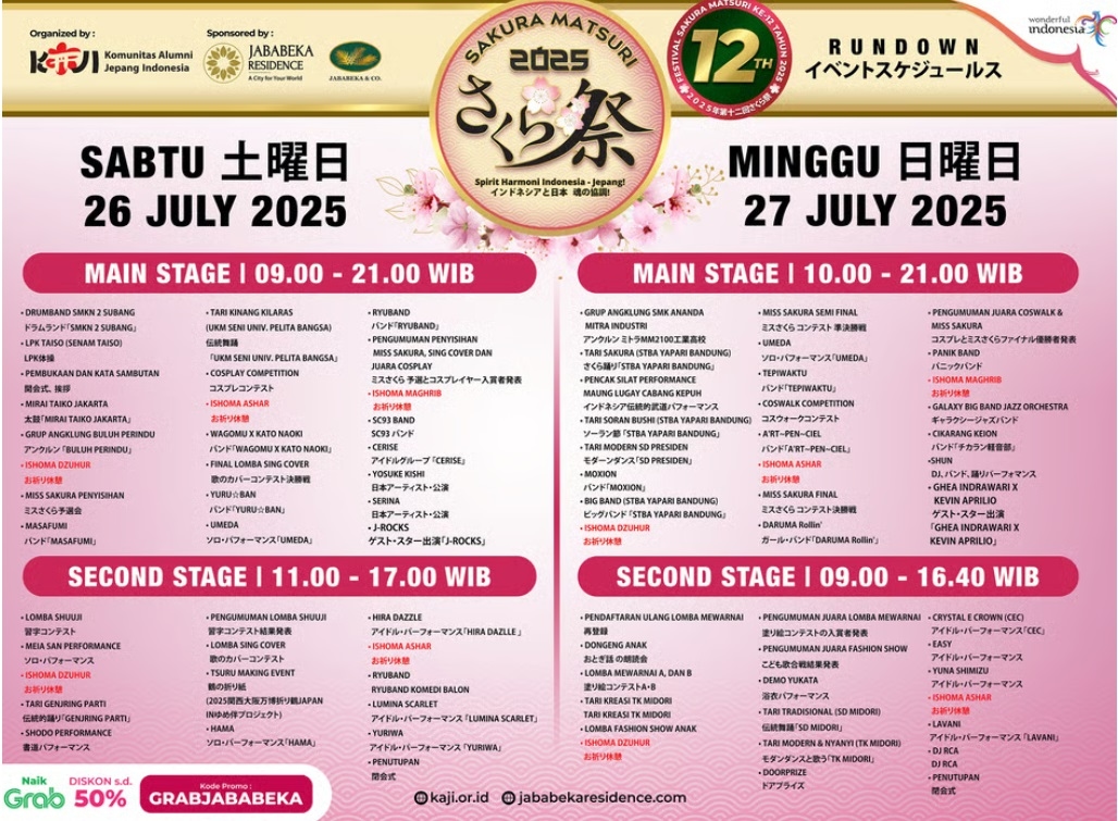 Jangan Lupa! Malam Ini Ada Konser Gratis Kevin Aprilio x Ghea Indrawari di Cikarang, Simak Rundown Sakura Matsuri 2025 di Sini