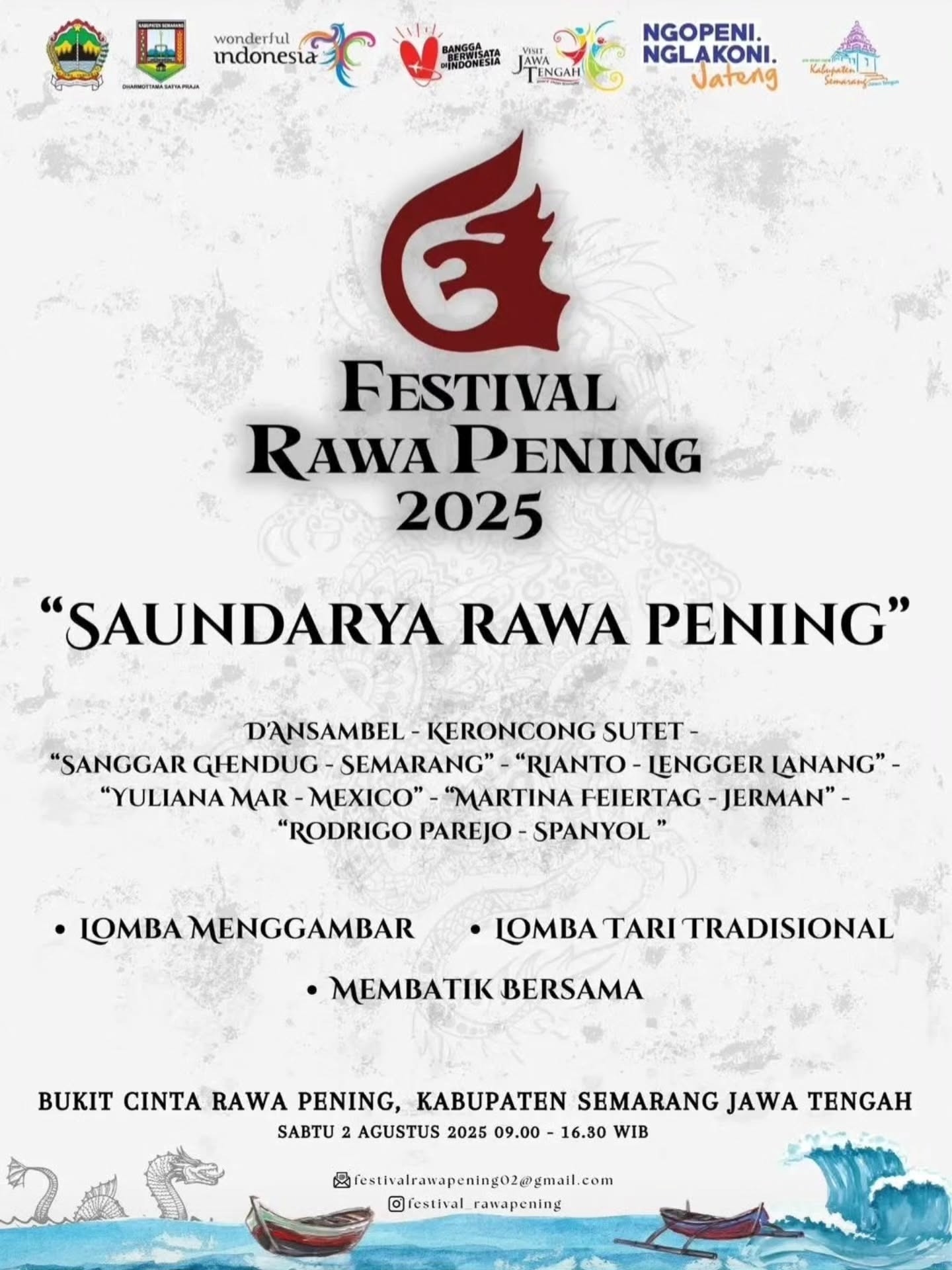 Warga Semarang Merapat! Festival Rawa Pening 2025 Digelar 2 Agustus Akhir Pekan ini, Berikut Daftar Penampil dari Dalam dan Luar Negeri