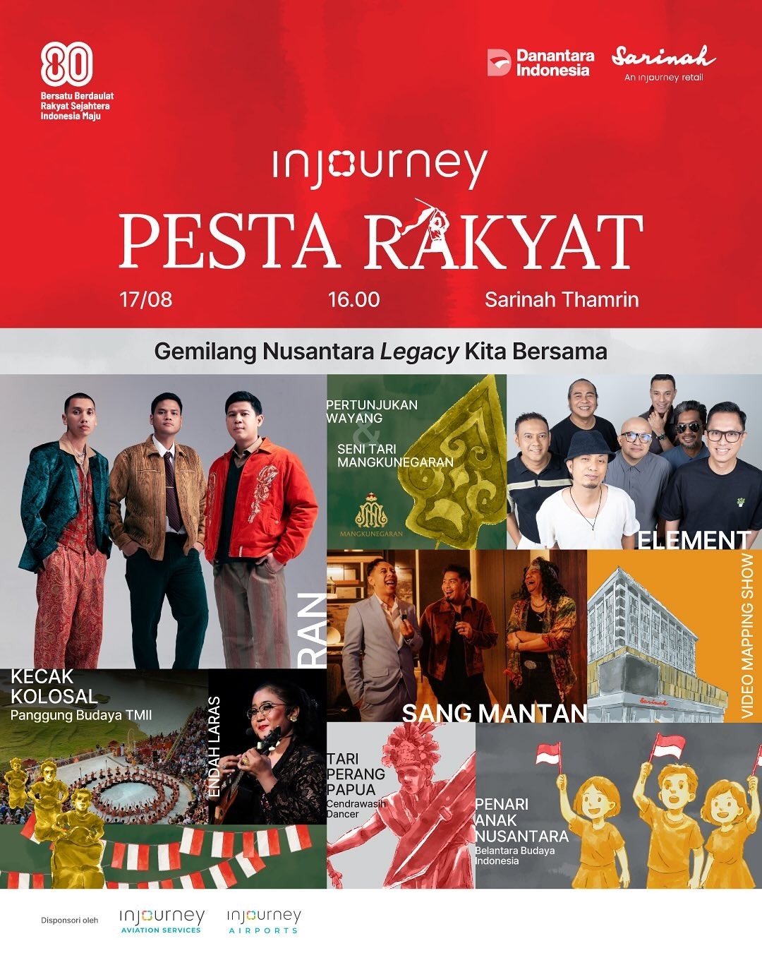 Pesta Rakyat 17 Agustus di Sarinah Thamrin, Ada Pentas Tari, Wayang Kulit, hingga Konser Musik, Simak Rundown Acaranya!