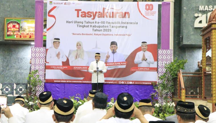 Pemkab Tangerang Gelar Tasyakuran dan Renungan Suci Peringatan HUT ke-80 Kemerdekaan RI, Dihadiri Bupati Maesyal, Wabup Intan Nurul hingga Sekda Soma