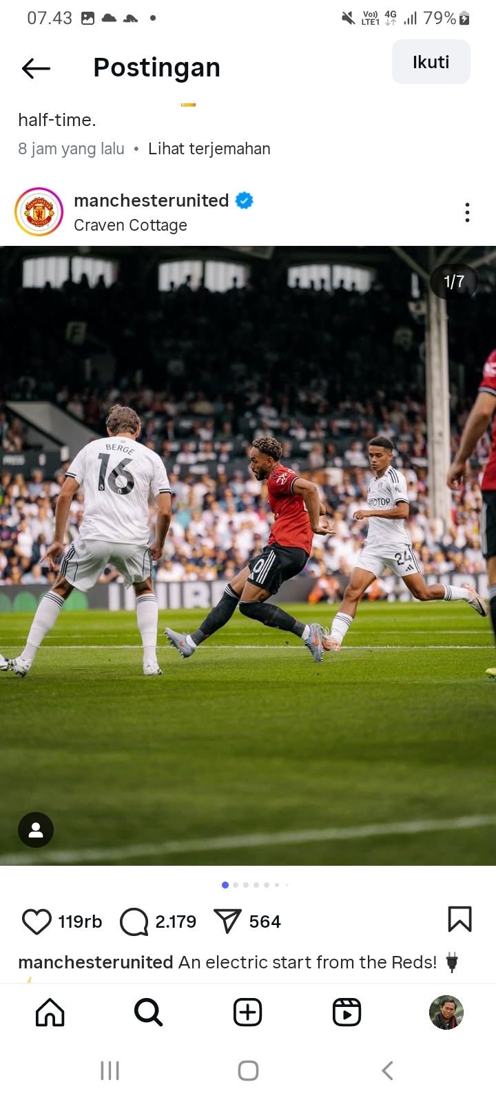 Ditahan Fulham 1-1, Manchester United Gagal Menang di Pekan Kedua Liga Inggris