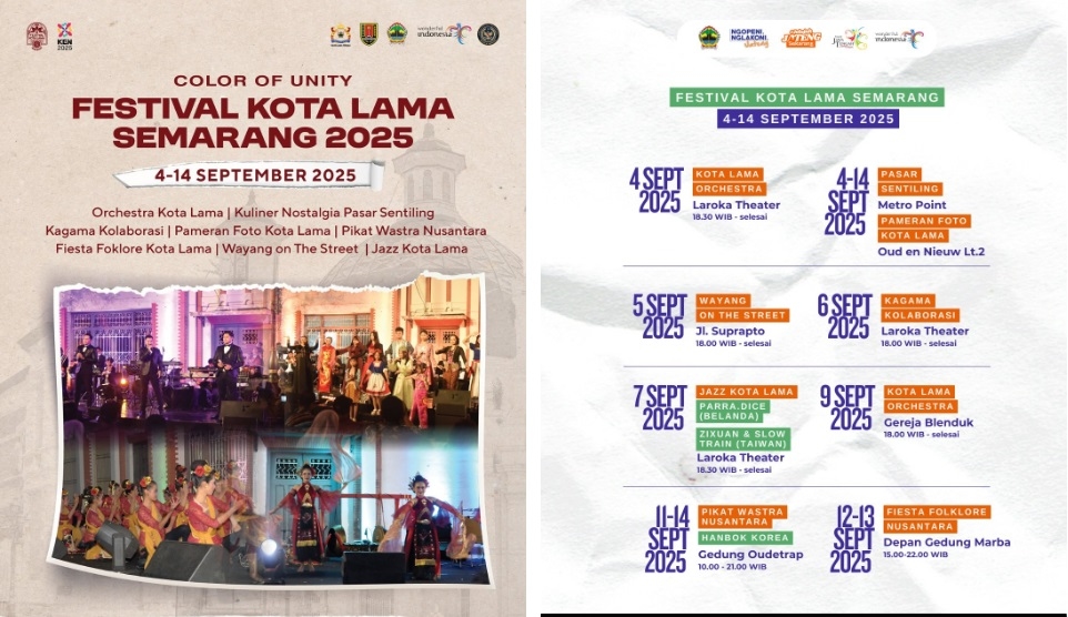 Festival Kota Lama Semarang 2025: Menghadirkan Konser Musik, Pasar Kuliner, Wayang Orang hingga Pentas Budaya Lintas Daerah, Simak Jadwal Lengkapnya!