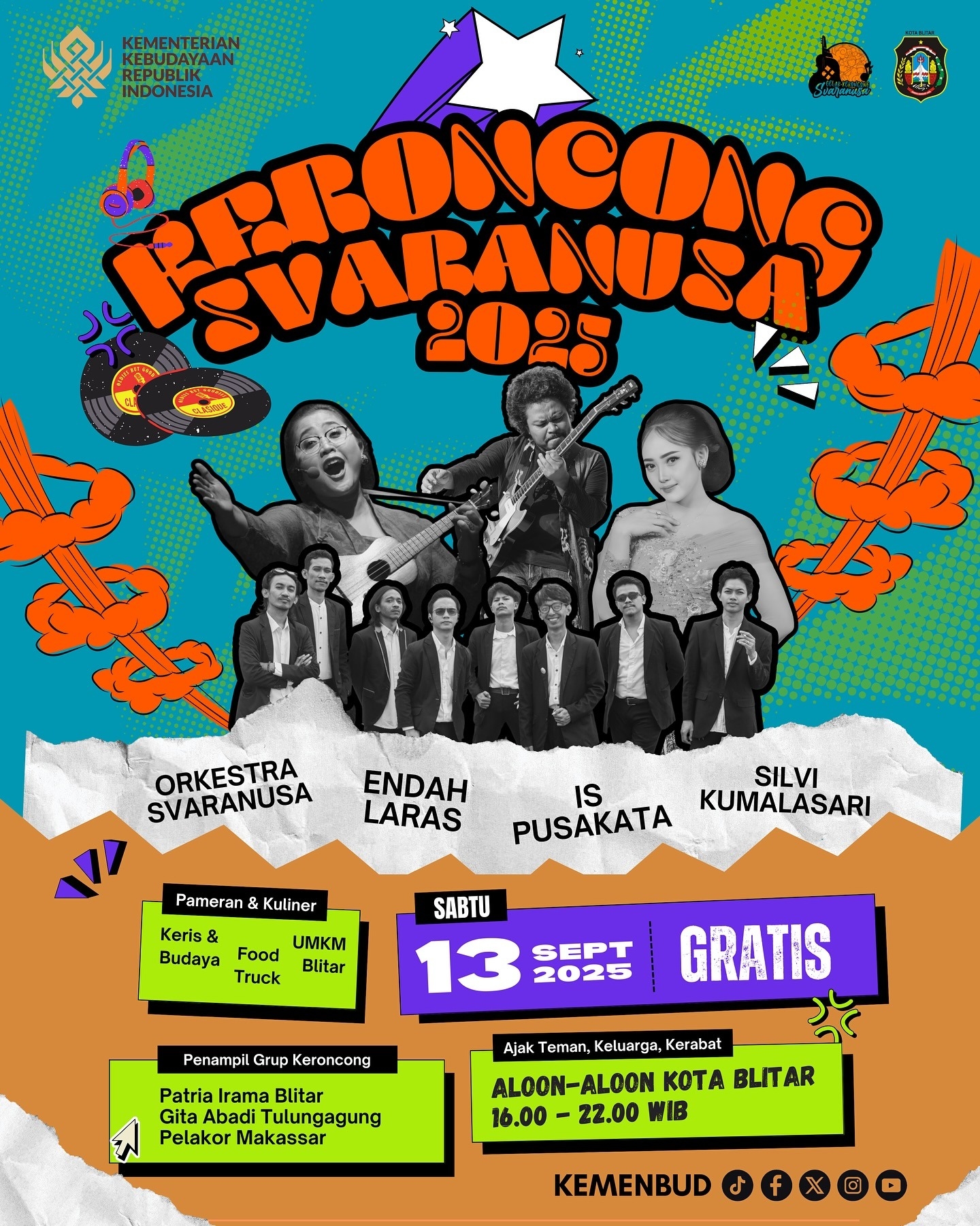Gratis! Keroncong Svaranusa 2025 di Aloon-Aloon Kota Blitar Digelar Akhir Pekan Ini, Menghadirkan Endah Laras hingga Silvi Kumalasari