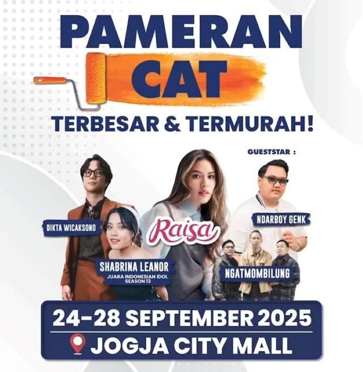 Konser Gratis! Raisa, Dikta, Ngatmombilung hingga Ndarboy Genk Bakal Meriahkan Lancar Paint Expo 2025 di Jogja City Mall, Catat Jadwal Manggungnya