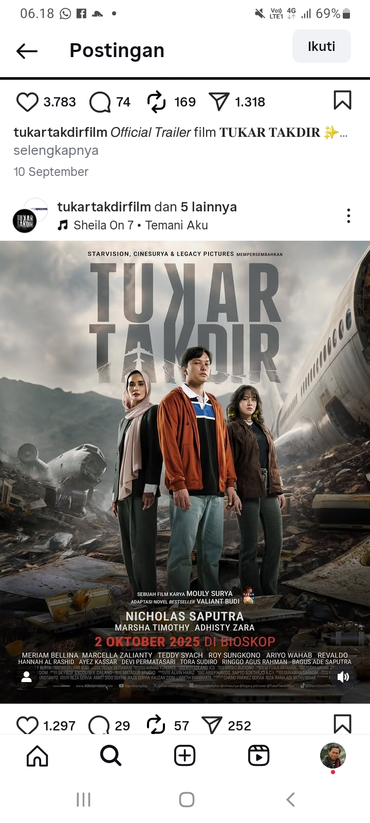 Film Tukar Takdir Tayang Hari Ini, Kisah Trauma Nicholas Saputra Usai Kecelakaan Pesawat
