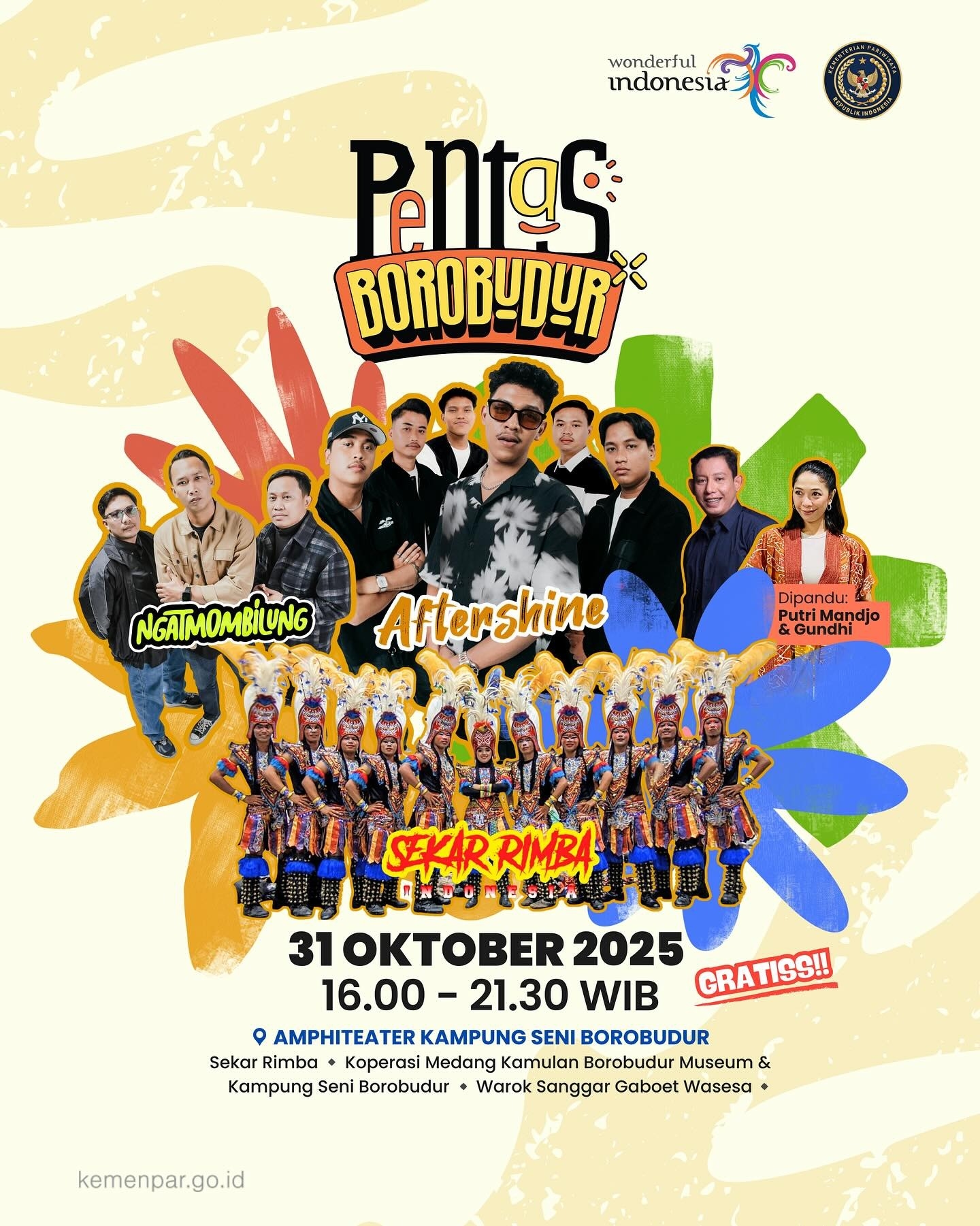 Konser Gratis! Pentas Borobudur Menampilkan Aftershine hingga Ngatmombilung, Digelar Akhir Oktober 2025, Cek Lokasinya di Sini