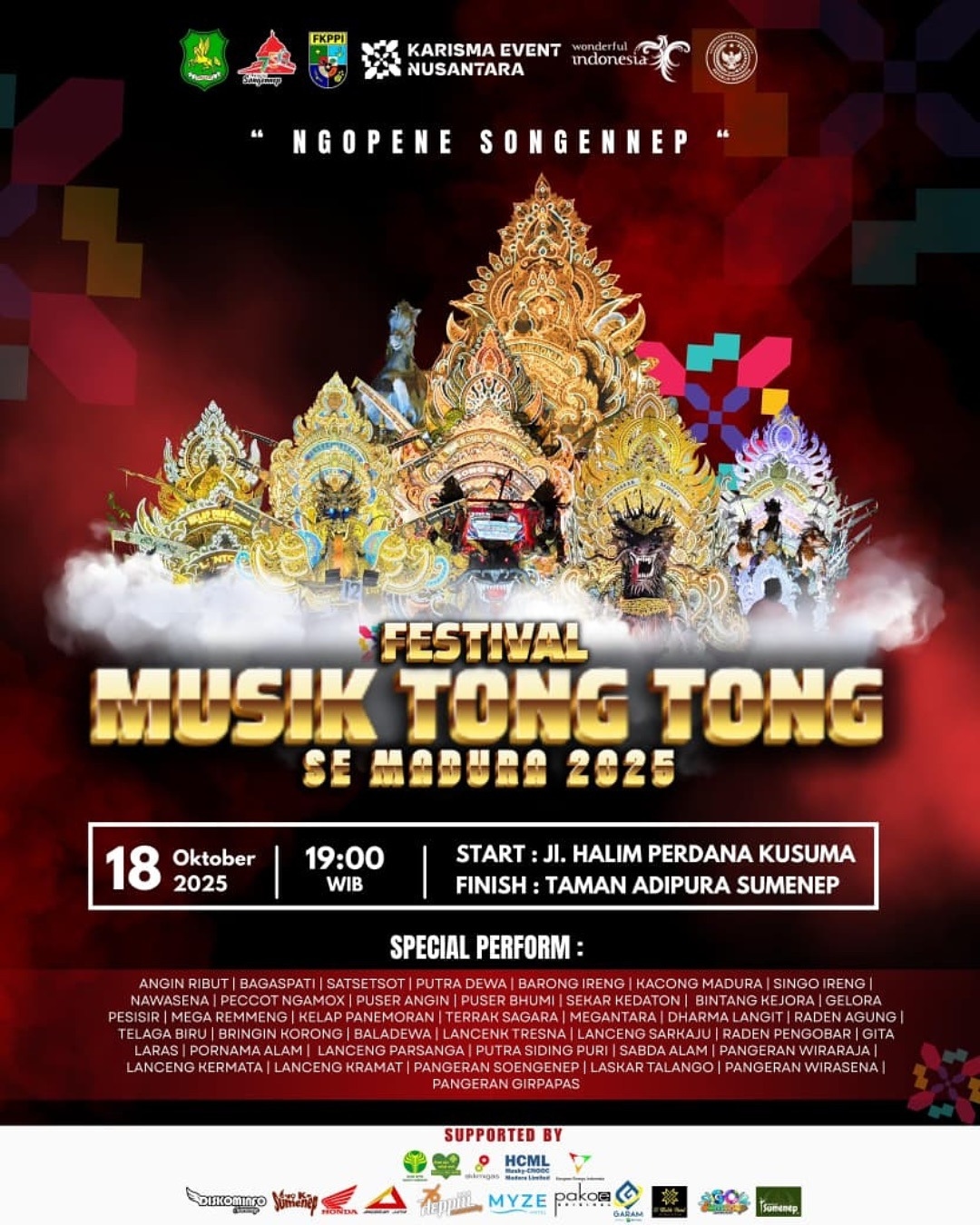 Catat! Festival Musik Tong-Tong 2025 di Sumenep Digelar Akhir Pekan Ini, Dimeriahkan 38 Grup dari 4 Kabupaten di Pulau Madura, Gratis!