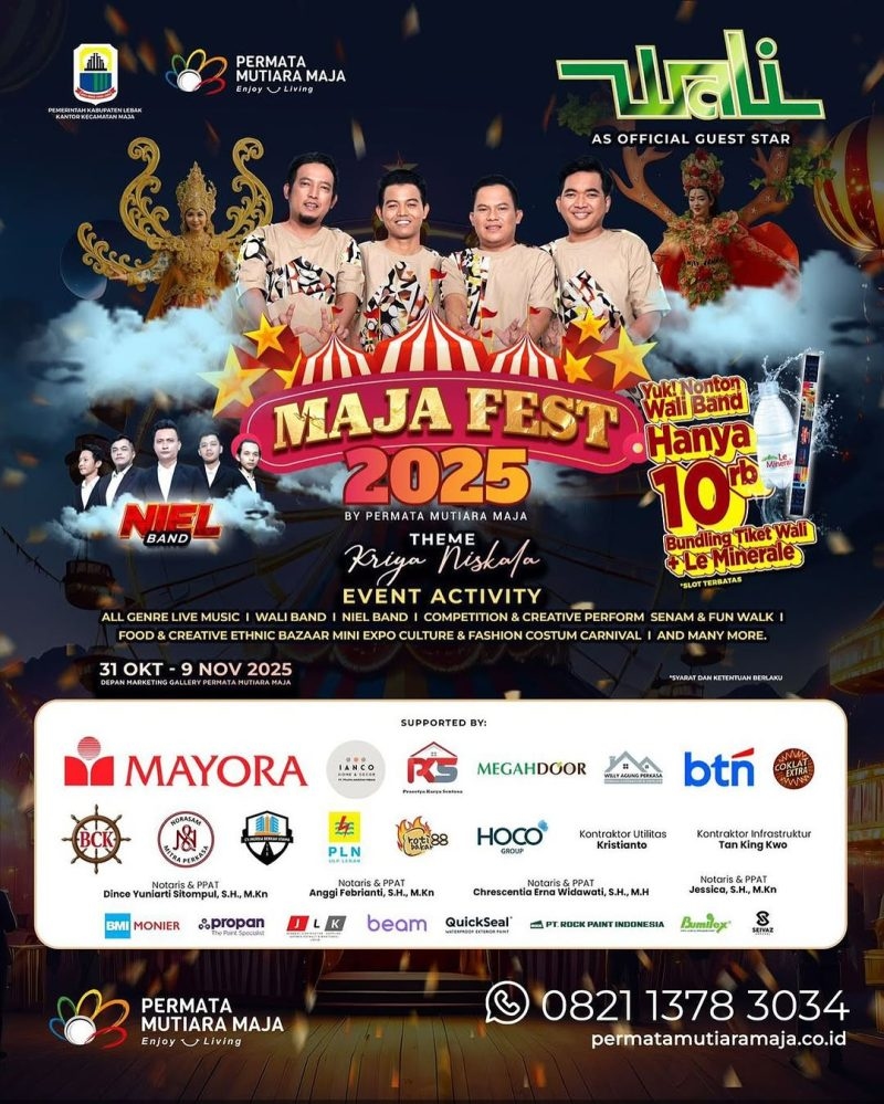 Tiketnya Hanya Rp 10 Ribu! Maja Fest 2025 Menghadirkan Wali hingga Niel Band, Cek Tanggal dan Lokasinya di Sini