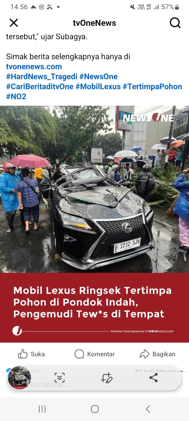 Kronologi Detik Detik Mobil Mewah Tertimpa Pohon Tumbang di Pondok Indah, Korban Tewas di Lokasi Kejadian